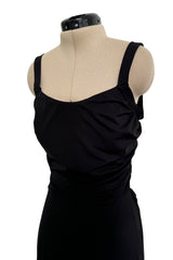 Amazing 1990s Gianni Versace Black Stretch Jersey Dress w Completely Open Lace up Back & Side Slit