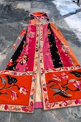 Documented Spring 1968 Emilio Pucci Pink Floral Screened Hooded Terrycloth Beach Cover Up or Dress