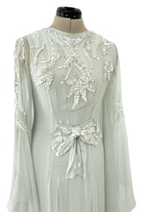 Spectacular Cruise 2011 Christian Dior by John Galliano Pale Seafoam Silk Chiffon Embellished Caftan Dress