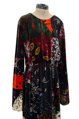 Fall 2015 Chloe by Clare Waight Keller Velvet Closing Runway Look 45 Velvet Patchwork Dress