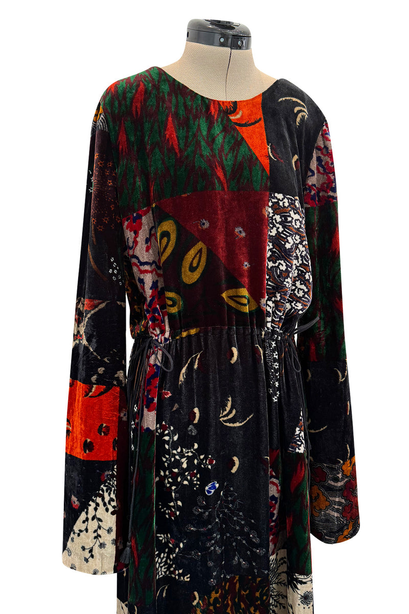 Fall 2015 Chloe by Clare Waight Keller Velvet Closing Runway Look 45 Velvet Patchwork Dress