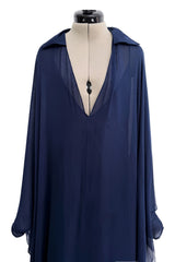 Fall 2014 Valentino by Pierpaolo & Piccioli & Maria Grazia Chiuri Deep Blue Silk Chiffon Caftan Dress