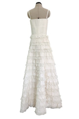 Dreamiest 2010s Valentino Off White Silk Wedding Dress w Tiered Ivory Lace & Ruffle Skirt