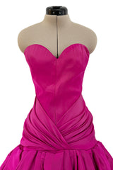 Spectacular Spring 2005 Oscar de la Renta Runway Look 53 Strapless Deep Pink Silk Dress w Full Skirts