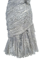 Fall 1989 Emanuel Ungaro Haute Couture Runway Silver Strapless Mini Dress