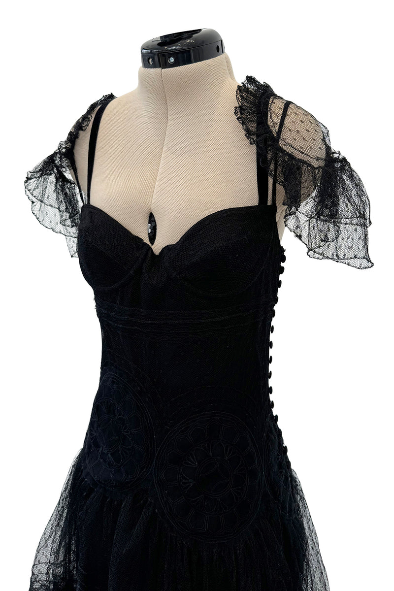 Rare Spring 2008 John Galliano Black Version of Look 13 Production Label Black Lace Dress