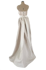 Prettiest 2012 Lanvin by Alber Elbaz Nude & Blush Silk Trained Wedding Dress w Beaded Detail