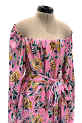 c.Spring 1986 Yves Saint Laurent Haute Couture Floral Silk with Belt