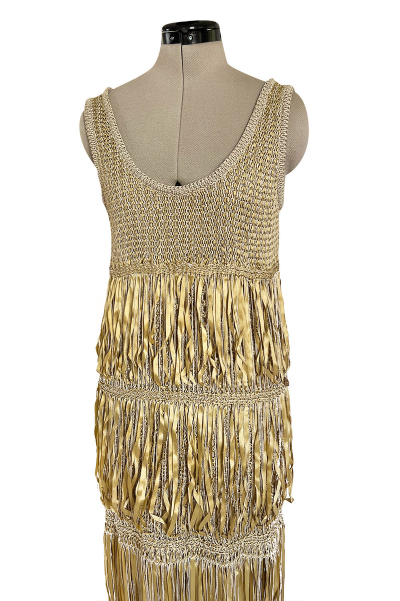 Dreamiest Cruise 2011 Chanel by Karl Lagerfeld Gold Ribbon & Metallic Gold Cord Knit Dress