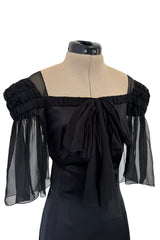 Prettiest Fall 2009 Chanel by Karl Lagerfeld Runway Look 55 Black Silk & Chiffon Dress