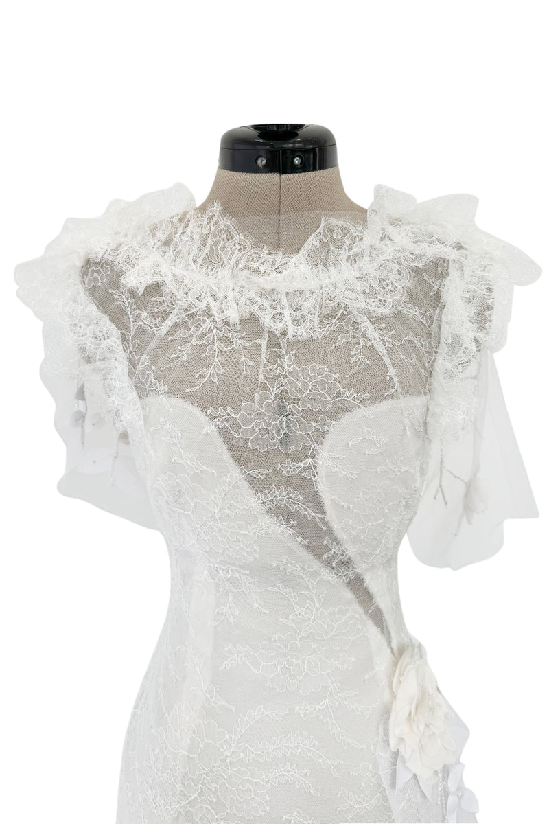 Dreamy Fall 2016 Rodarte Runway Look 40 White Lace, Silk & Net Bias Cu –  Shrimpton Couture