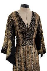 Pre-Fall 2016 Saint Laurent by Hedi Slimane Runway Look 37 Gold Metallic Thread & Sequin Feather Dress