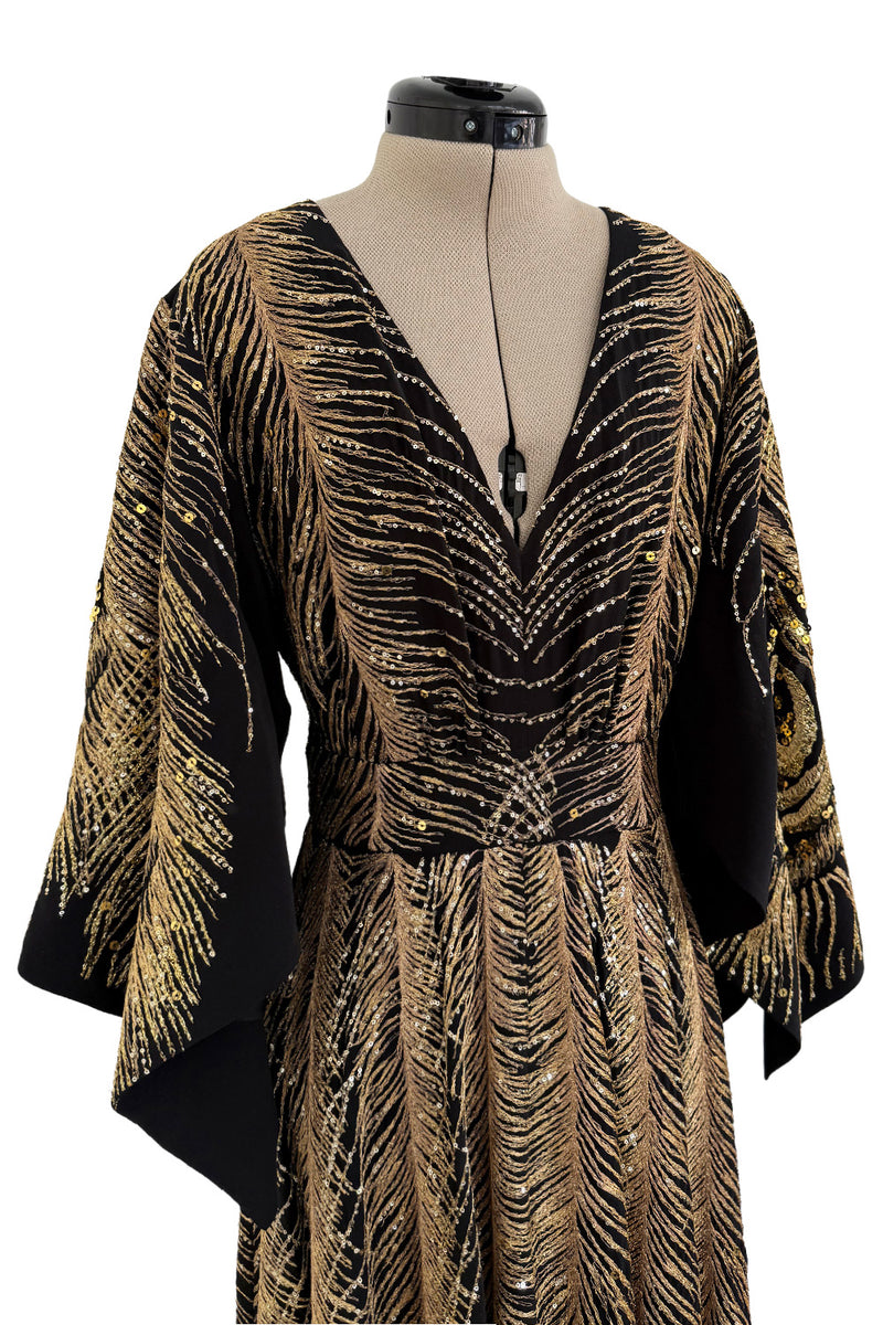 Pre-Fall 2016 Saint Laurent by Hedi Slimane Runway Look 37 Gold Metallic Thread & Sequin Feather Dress