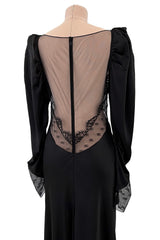 Fall 2019 Alessandra Rich Black Version of Runway Look 46 Bias Cut Silk & Sequin Lace Dress