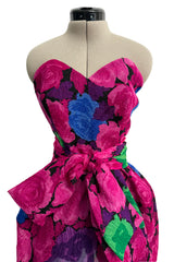 Exuberant Spring 1988 Christian Lacroix Luxe Demi-Couture Runway & Documented Strapless Floral Mini Dress