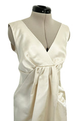 Incredible 1960s Philippe Venet Hand Made Haute Couture Ivory Silk Wrape Over Inner Structural Dress