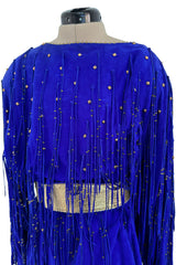 Rare 1980s Jan Faulkner Hand Made Blue Suede Mini Dress & Matching Belt