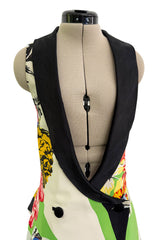 Very Rare Spring 1993 Versace by Gianna Versace Runway & Lookbook 'Miami Collection' Floral Print Silk Vest