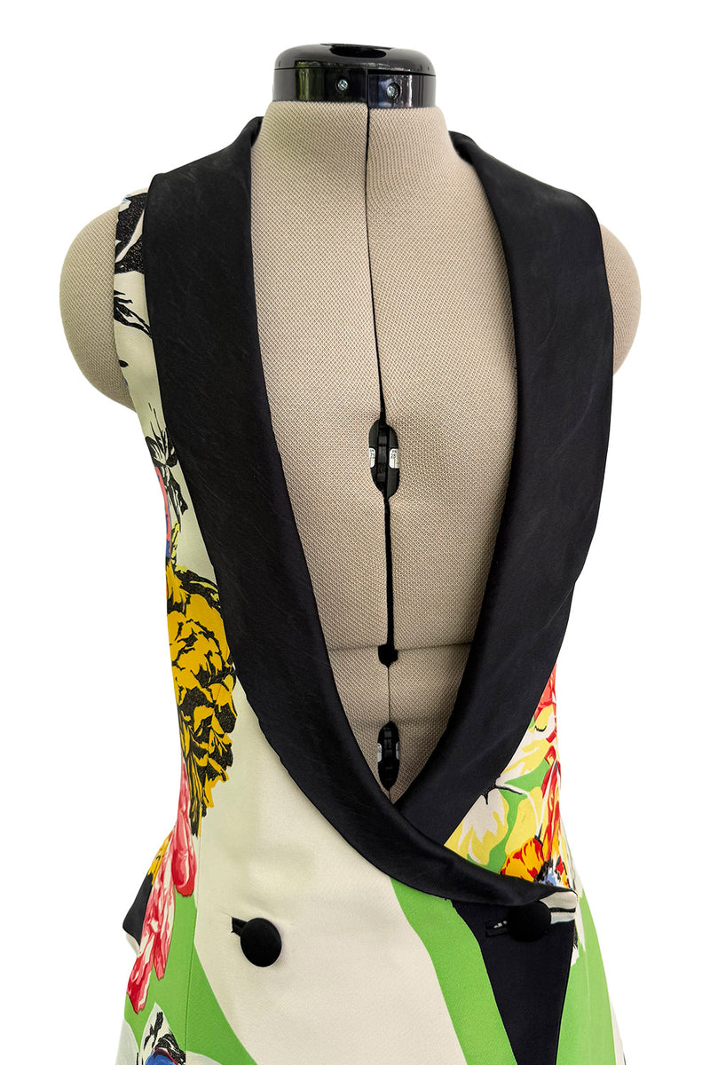 Very Rare Spring 1993 Versace by Gianna Versace Runway & Lookbook 'Miami Collection' Floral Print Silk Vest