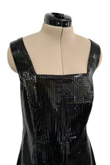 Fantastic Spring 1997 Versace Versus Black Iridescent 'Holographic' Dress as Seen on Fran Drescher