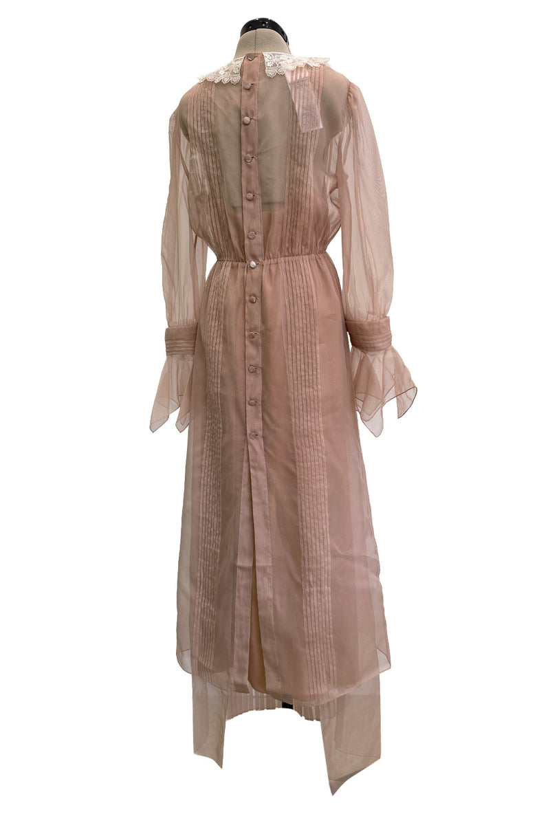 Spectacular Fall 2020 Gucci by Alessandro Michele Runway Look 29 Dusty Pink Silk Dress & Skirt Overlay Set