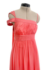 Exquisite Spring 2008 Versace by Donatella Versace Runway Look 52 Coral Pink Silk Chiffon Dress