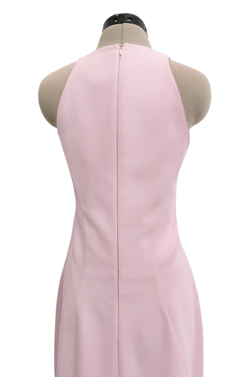 Brilliant Spring 1999 Thierry Mugler Curving Pale Pink Dress w Front Iridescent Embellishments