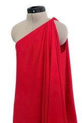 Dreamy 1978 Halston IV Red East-to-Wear Jersey One Shoulder Draped Dress w Side Slit