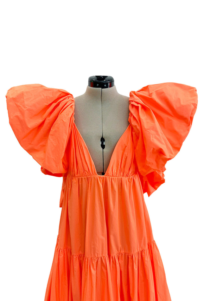 Spectacular Spring 2020 Valentino by Pierpaolo Piccioli Neon Orange Tent Dress w Outstanding Capped Sleeves