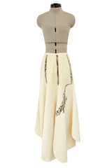 Important 1972 Bill Gibb Couture Debut Collection Lizard Detailed Cream Jacket & Scalloped Edged Skirt