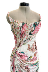 Phenomenal Spring 2006 Roberto Cavalli Pink Floral Print on Ivory Jersey Dress (Copy)
