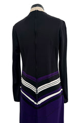 Fantastic Spring 1970 Louis Feraud Easy-to-Wear Printed Purple & Pink on Black Jersey Dress