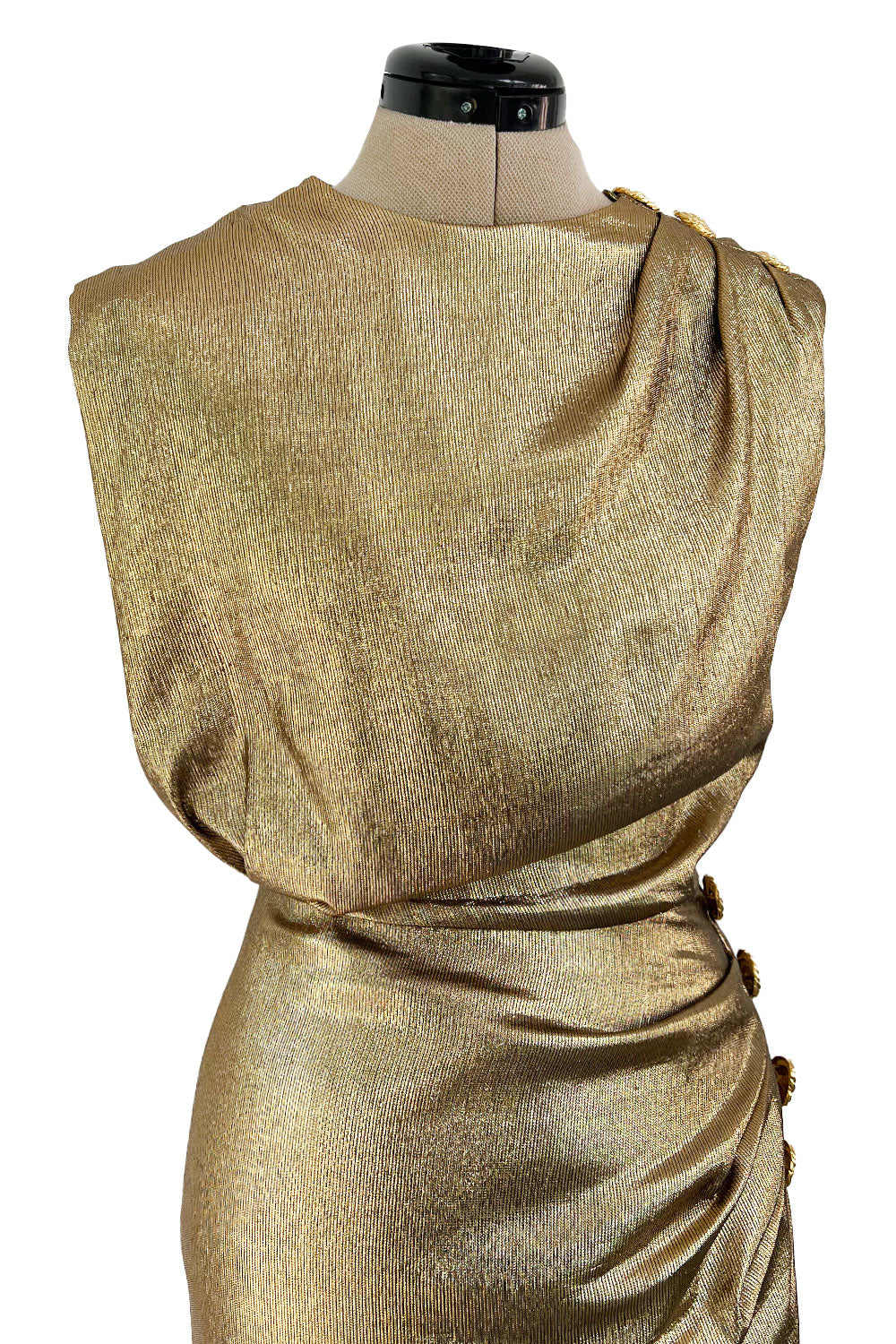 ◆SAINT LAURENT◆サンローラン VINTAGE GOLD DRESS 523130Y519T Fall 1991 Yves Saint Laurent Documented Gold Brocade Shift