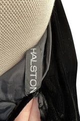Rare 1976 Halston Couture Iconic Well Documented Front Tying Bias Cut Black Velvet Strapless Column Dress