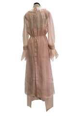 Fall 2020 Gucci by Alessandro Michele Runway Look 29 Dusty Pink Silk Dress & Skirt Overlay Set