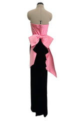 Gorgeous & Chic Fall 1984 Givenchy by Hubery de Givenchy Haute Couture Strapless Pink Silk & Black Velvet Dress