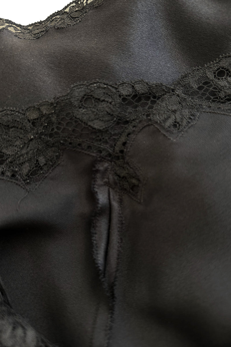 Prettiest Spring 1984 Emanuel Ungaro Haute Couture Black Silk & Handmade Lace Camisole