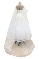1993 Dolce & Gabbana Three Piece White Silk & Tulle Wedding Dress Overskirt & Veil Full Set