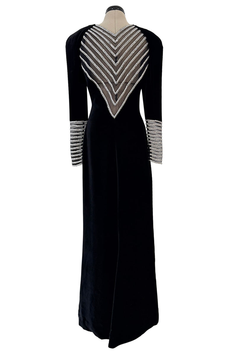 valentino dress black Incredible Fall 1986 by the Original Mr. Valentino Vel – Shrimpton Couture dry clean Silver Lady Gaga Stunning Tryon Product Size:XL 17.5