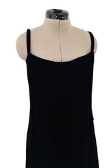 Suberb Fall 1970 Christian Dior Haute Couture by Marc Bohan Minimalist Black Velvet Column Dressress