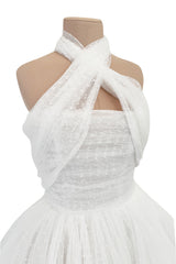 Fairy Tale 2010s Giambattista Valli White Dotted Silk Tulle Wedding Dress w Full Layered Netted Skirt