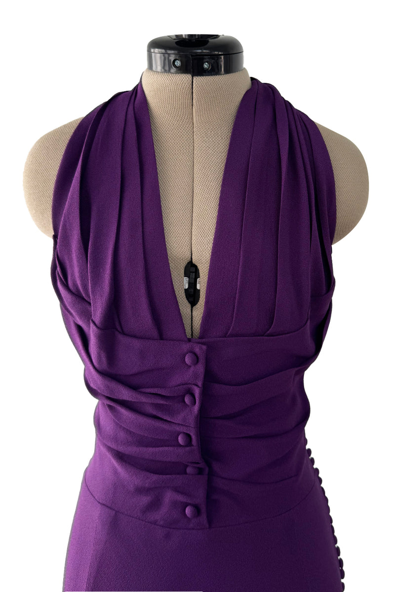 Beautiful Resort 2009 Christian Dior by John Galliano Purple Bias Silk Crepe Dress w Plunge Front & Train