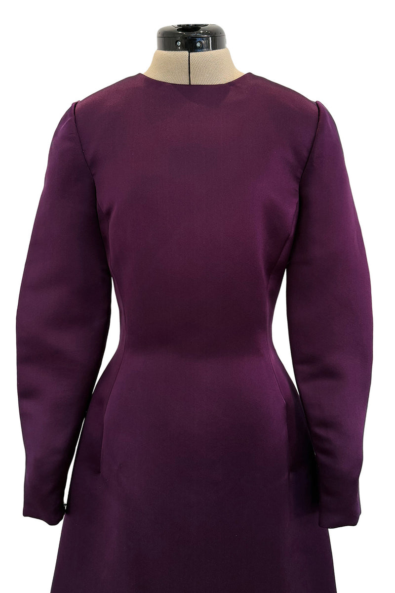 Fall 2002 Oscar de la Renta Runway Look 50 Purple Silk Dress w Hand Applied Patchwork