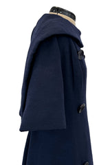 Late 1950s Christian Dior London by Marc Bohan Numbered Blue Shift Dress w Button Detailing