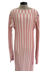 Iconic Spring 2017 Celine by  Pheobe Philo Pale Red-Pink & Ivory Knit Sweater Dress w Exaggerated Ribbing