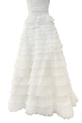 Dreamiest Spring 2008 Valentino Ivory Silk Organza Strapless Wedding Dress w Beaded Lace & Ruffle Skirt