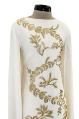 Spring 2019 Oscar de la Renta by Laura Kim & Fernando Garcia Gold Embellished Ivory Caftan Dress