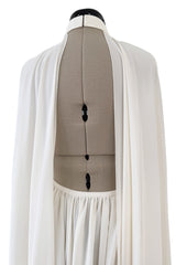 Beautiful Resort 2014 Givenchy by Riccardo Tisci Backless & Caped Panel Ivory Silk Chiffon Dress