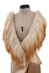 Exceptionally Rare Fall 2001 Thierry Mugler Runway Golden Taupe Silk Dress w Horsehair Collar
