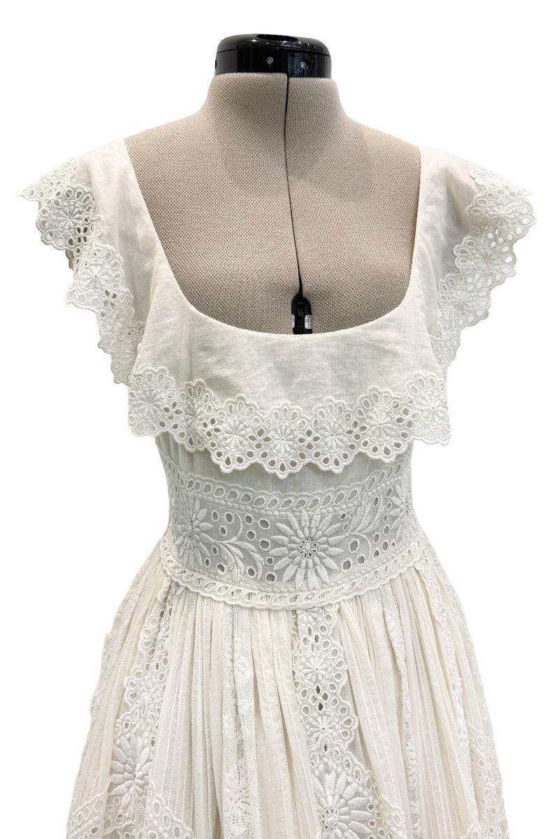 Romantic Resort 2015 Valentino by Pierpaolo & Piccioli & Maria Grazia Chiuri Cotton Embroidered Dress w  Flower Belt